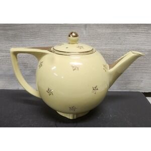 Hall China Scarce Standard Gold Warm Yellow Star Teapot D6
